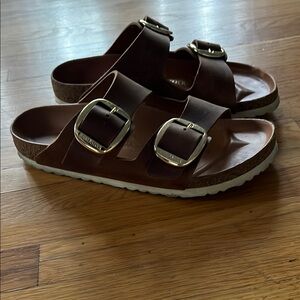 Brown Double Buckle Sandals